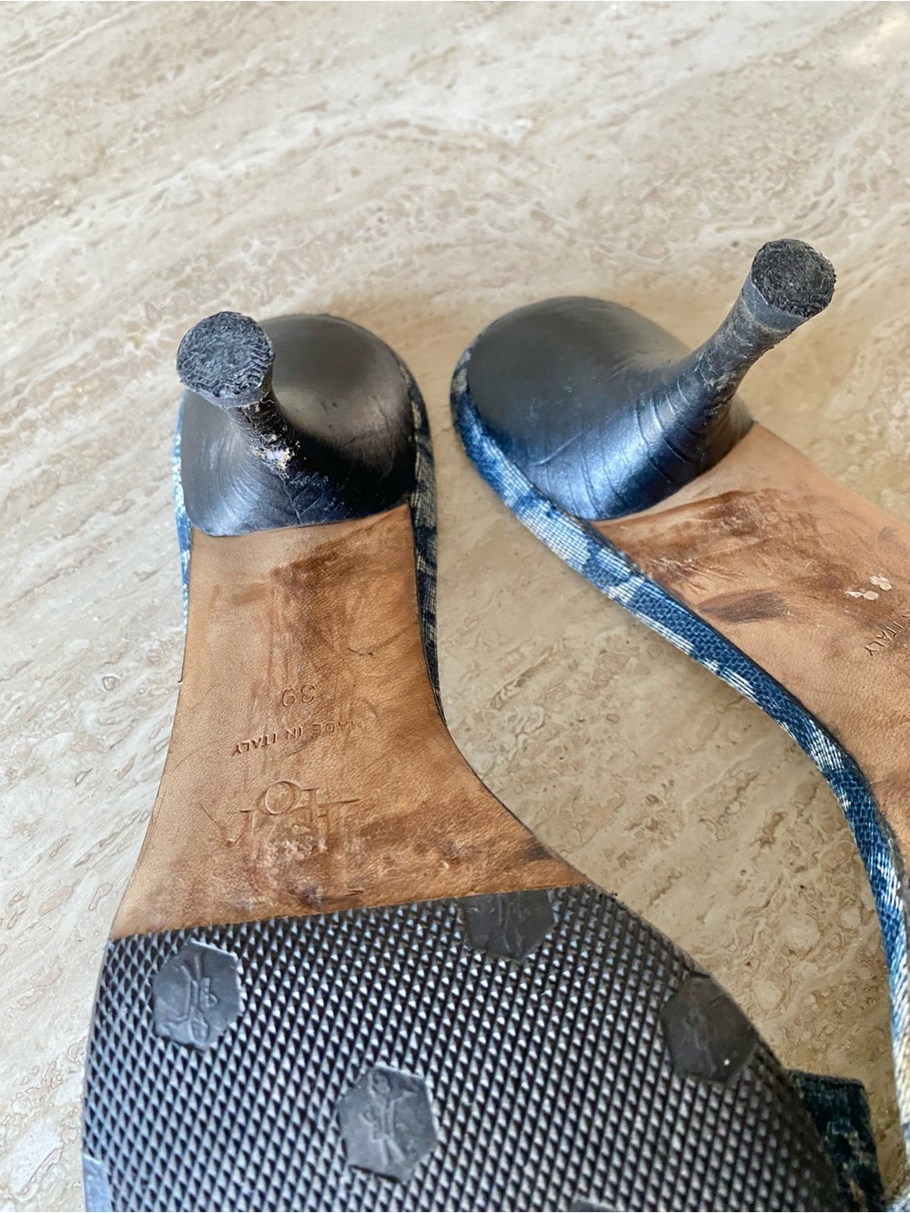 Vintage Dior Trotter Denim Key Lock Sandal Mule Heels - Picture 8 of 10